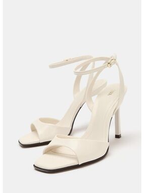 Zara Ivory Open-Toe Ankle-Strap Stiletto Sandals